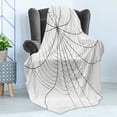 thumbnail image 4 of Spider Web Soft Flannel Fleece Throw Blanket, Close up Cobweb Design Monochrome Design Elements Catching Network Fear, Cozy Plush for Indoor and Outdoor Use, 50" x 70", Grey Black White, by Ambesonne, 4 of 5