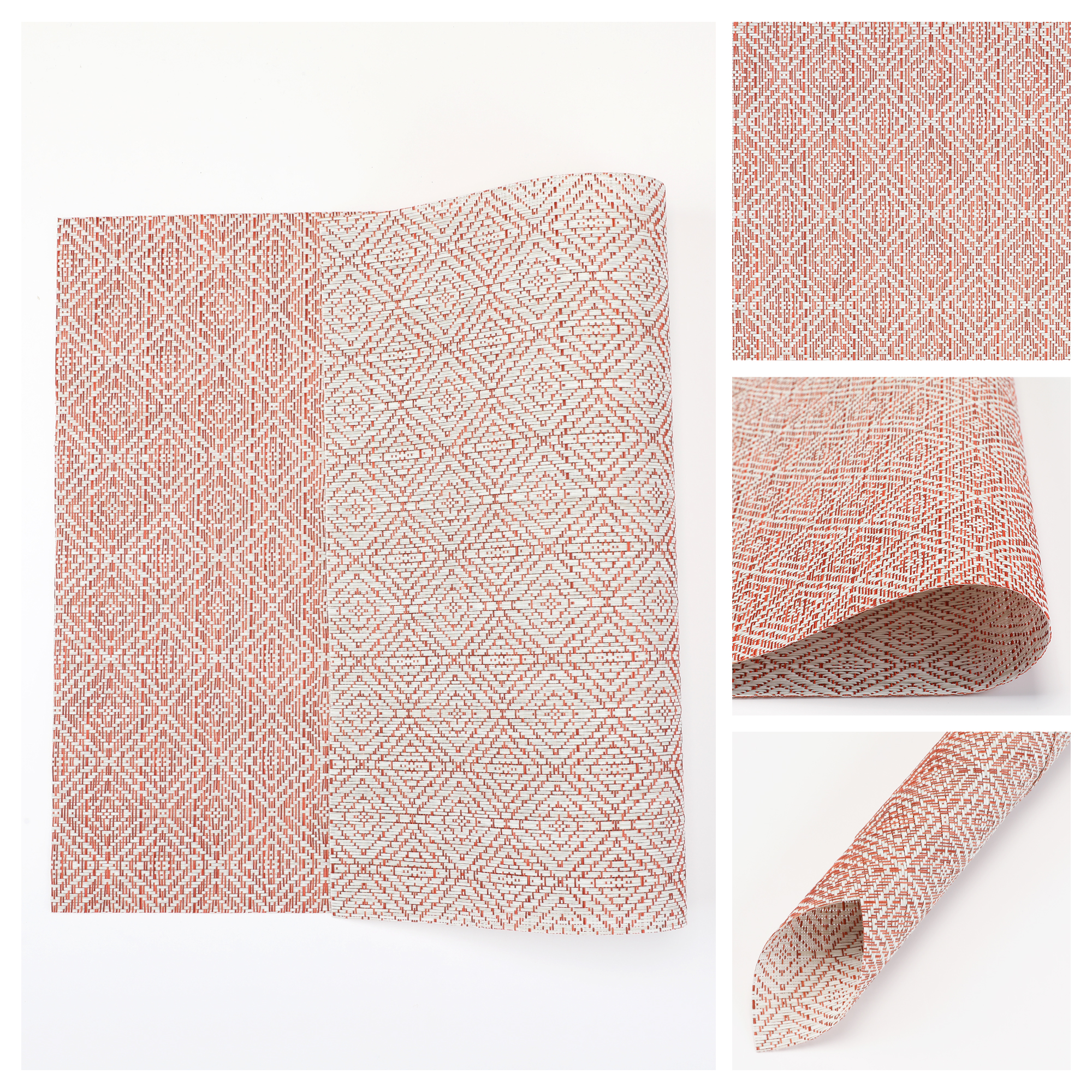 Unique Bargains Set of 8 Farmhouse Placemats Plastic Table Mats for Kitchen Red