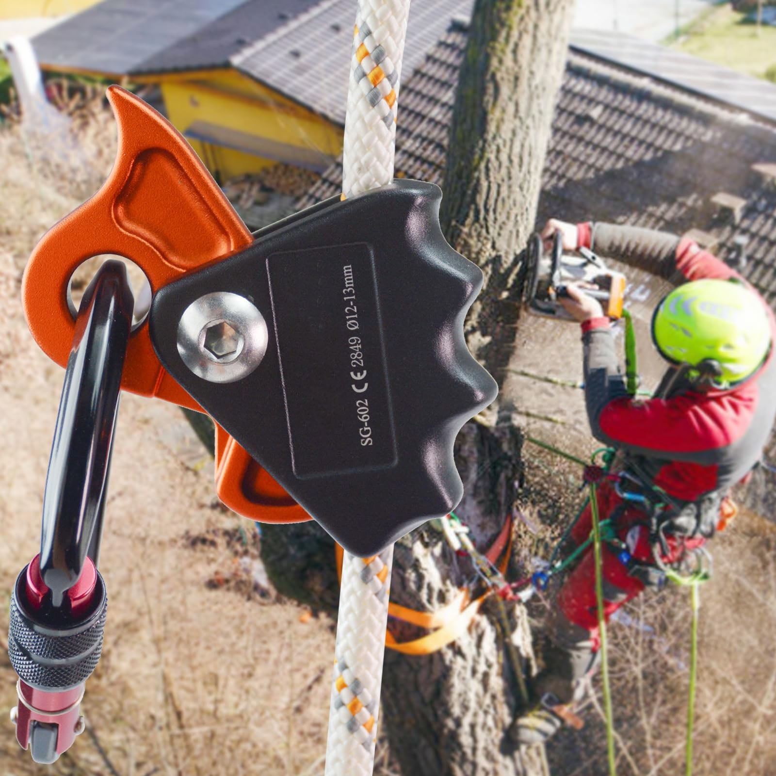 Detachable Climbing Ascender 15 KN Rope Grab Ascender, Flip Line Adjuster, Fall Protection Belay Device for Rock Climbing Tree Arborist, Fit for 11~13 MM Rope