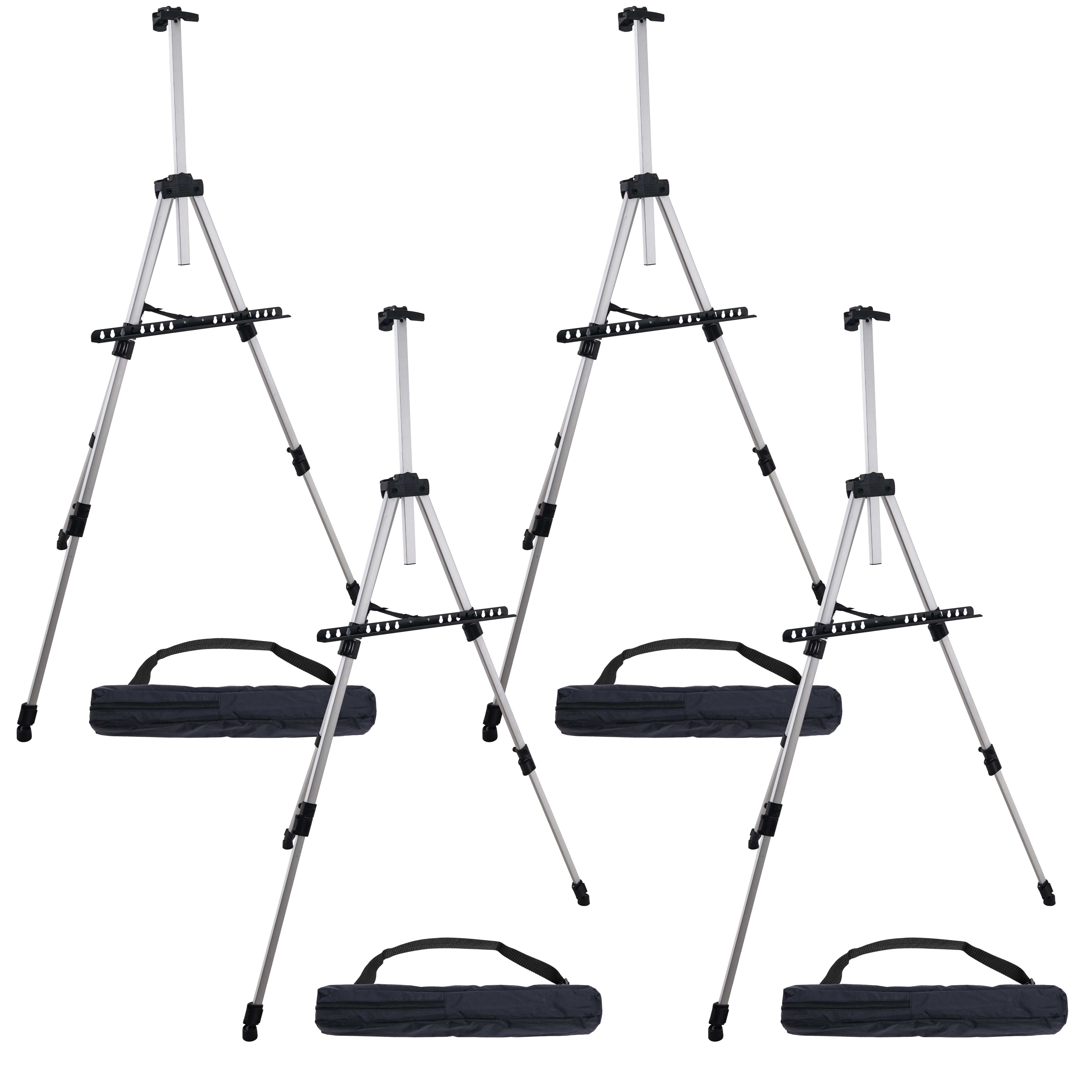 U.S. Art Supply 66" Silver Aluminum Tripod Artist Field Display Easel ...