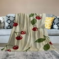 thumbnail image 2 of JRXY Cherry Kids on a cute white fruit cartoon blanket with a red Cherries pattern White, 2 of 6