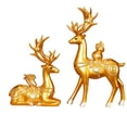 thumbnail image 2 of Golden Deer Ornament Set with Lucky Symbols, 11Inch Standing & 8Inch Laying Deer with Gold Ingot Decor, Home Decor for Living Room, Wealth Themed Tabletop Display, 2 of 5