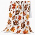 thumbnail image 2 of Autumn Football Gathering Maple Leaves Watercolor Sports Theme, Festive Artistic Scene, Warm Flannel Blanket for Home Library and Reading Nook, Art Lovers Thanksgiving Gift, Artistic Home Decor, 2 of 9