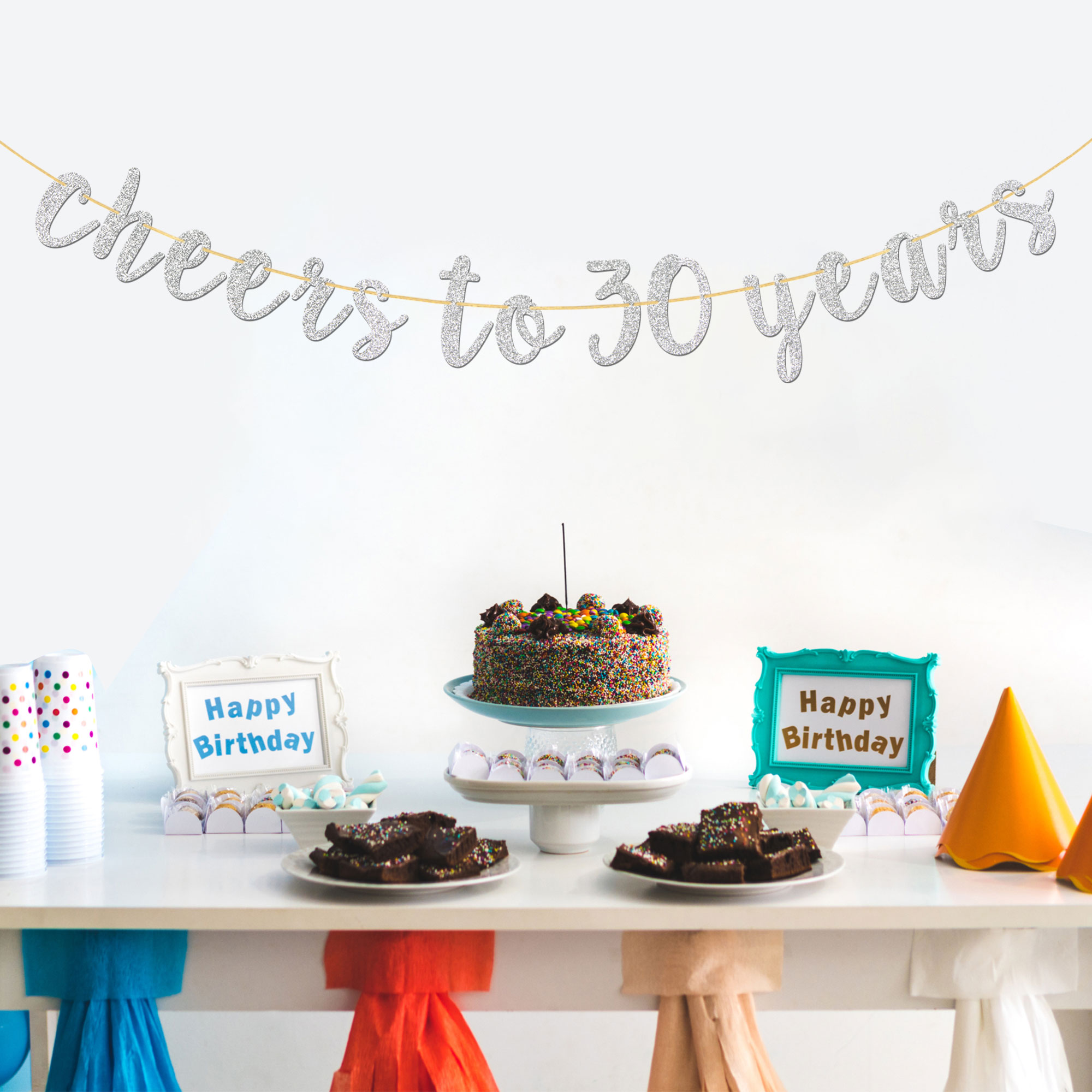 Cheers to 30 Years Banner, Silver Glitter 30th Birthday / Anniversary Party  Banner, Happy 30th Birthday Sign, Funny 30th Birthday Party Decoration  Supplies - Walmart.com, image size:2000x2000
