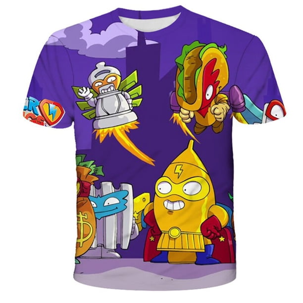Super Zings camisetas 2023 nuevo verano niños niño niña estampado dibujos animados camisetas 1-14 años niños moda Casual Tops camisetas disfraces9T Gao Jinjia LED