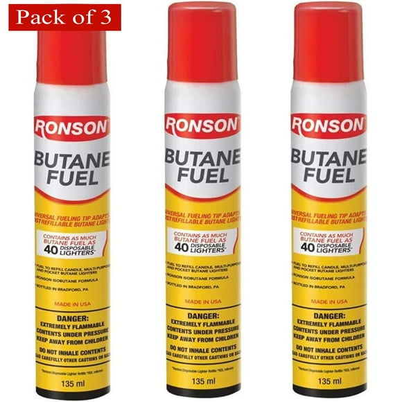 Ronson Lighter Butane Refill 135ml (Pack of 3)
