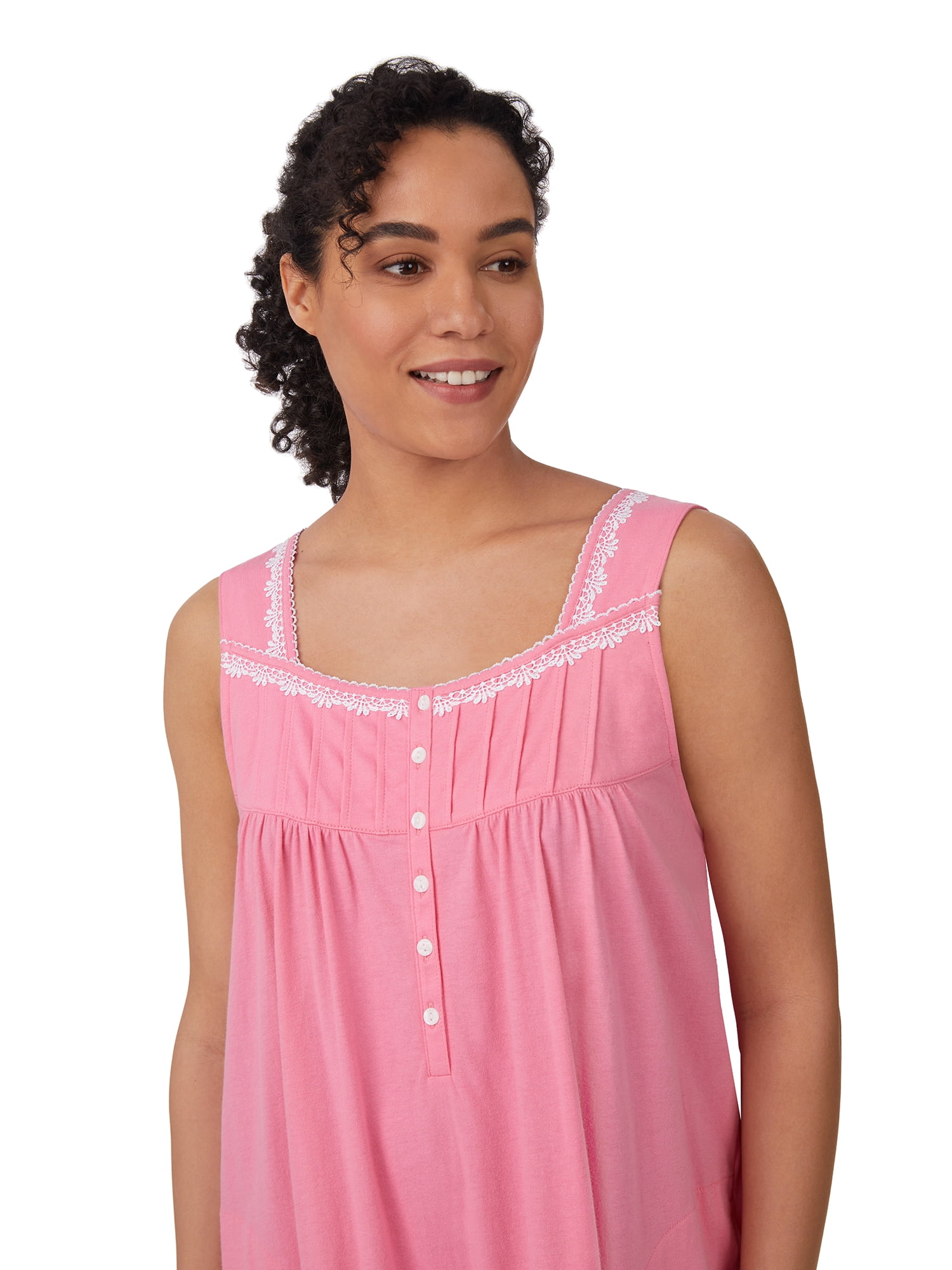 Aria Women's 100% Cotton Sleeveless 40" Nightgown, Sizes XS-5X