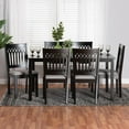 thumbnail image 3 of Baxton Studio Genesis Gray Fabric and Dark Brown Wood 7-Piece Dining Set, 3 of 12