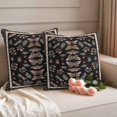 thumbnail image 2 of Green Boho Outdoor Waterproof Pillow Covers, Vintage Bohemia Botanical Butterflies Flowers Decorative Square Throw Pillowcase Sofa Cushion Sham for Patio/Couch/Chair, 20"x20" 2 Pack, 2 of 8