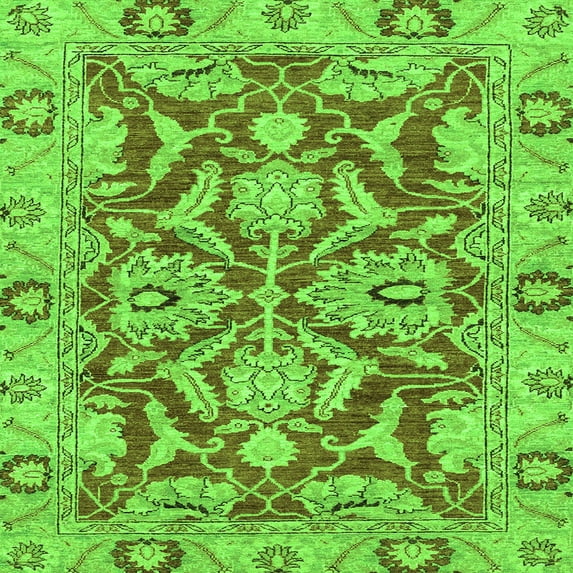 Ahgly Company Indoor Square Oriental Green Traditional Area Rugs, 5' Square
