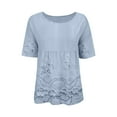thumbnail image 6 of GZWYHT Boho Floral Tops，Summer Peasant Blouses For Women Loose Pleated Printed T Shirts Shirts Women's Summer Graphic T-Shirts 3/4 Sleeve Tunic Top Blouse Shirt Blue M, 6 of 9