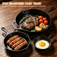 thumbnail image 6 of 3 Piece Cast Iron Skillet Set, TAIMASI 6", 8", 10" Pre-Seasoned Pan Cookware Set with Handles, Heavy-Duty Frying Pans for Saute, Cooking, Pizza, Oven Grill Stovetop Safe Cookware, 6 of 10