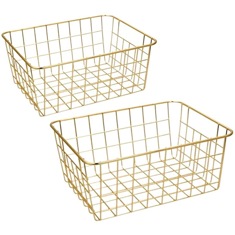 Gold wire basket for blankets new arrivals