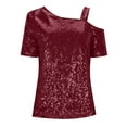 thumbnail image 6 of Ounisa Sparkly Tops for Women Bell Sleeve Off Shoulder Top Sequin Concert Outfits, 6 of 9
