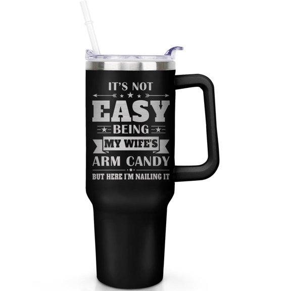 1pc wife 40oz Tumbler with Straw & Handle - Insulated Stainless Steel Cup | Holiday Gift for Man Women (Christmas, Valentine's, Birthday)