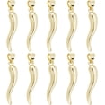 thumbnail image 1 of 1 caja de 10 amuletos de cuerno chapados en oro de 18 quilates con forma de cuerno de la abundancia y agujero para hacer joyas., 1 of 6