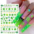 thumbnail image 2 of KOLONAMS Pegatinas para uñas de trébol, 3 piezas, arte verde, 2 of 7