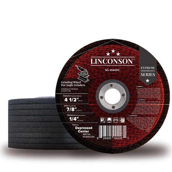 LINCONSON 10 Pack 4.5” Grinding Wheel for Metal & Stainless Steel Used On Angle Grinder 4 1/2”x1/4”x7/8" Depressed Center (SG 4544DC)