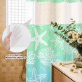 thumbnail image 3 of No Hook Shower Curtain, Teal Blue Ombre Coastal Shower Curtains for Bathroom with See Through Top Window, Sea Nautical Summer Beach Starfish Coral Waterproof & Washable Bath Curtain Long 72"x78", 3 of 9