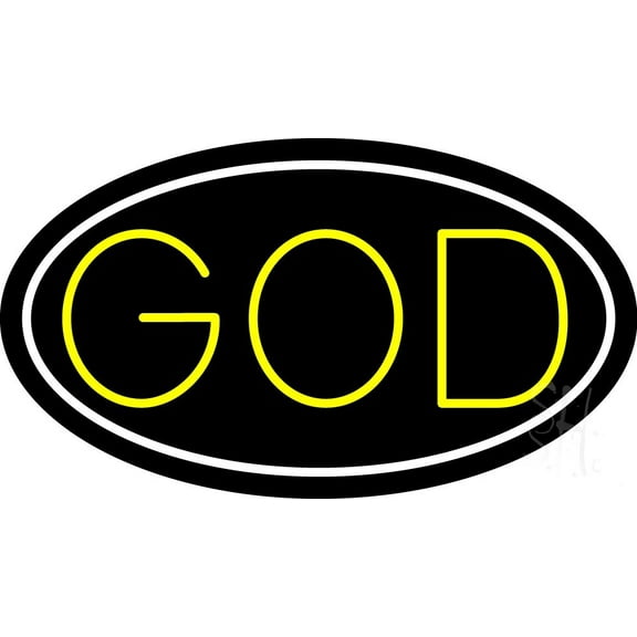 Yellow God LED Neon Sign 13 x 24 - inches Black Square Cut Acrylic Backing, with Dimmer - Premium built indoor Sign for Home décor, Event, Religious place, Store interior, Office.