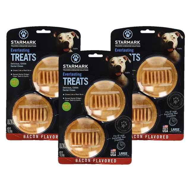 Masticables dentales para perros Starmark Everlasting Bacon, tamaño grande (paquete de 3)