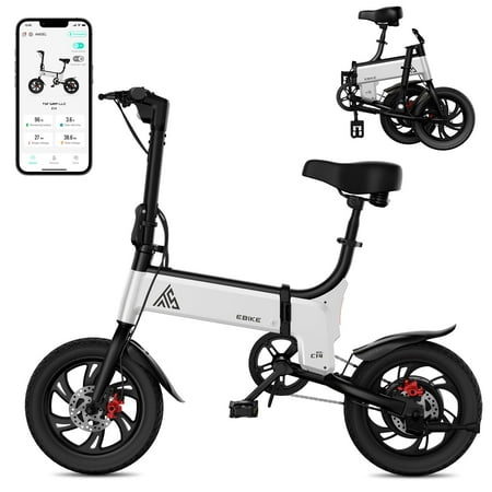 TST Folding Electric Bike for Teen, Peak 500W Foldable EBike, 18mph 18Miles Range 48V/15Ah Battery, 14" Tire Electric Bicycle with APP Control