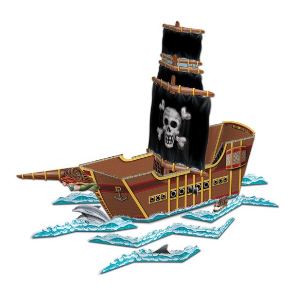 12 Pack Beistle 3-D Pirate Ship Party Centerpiece