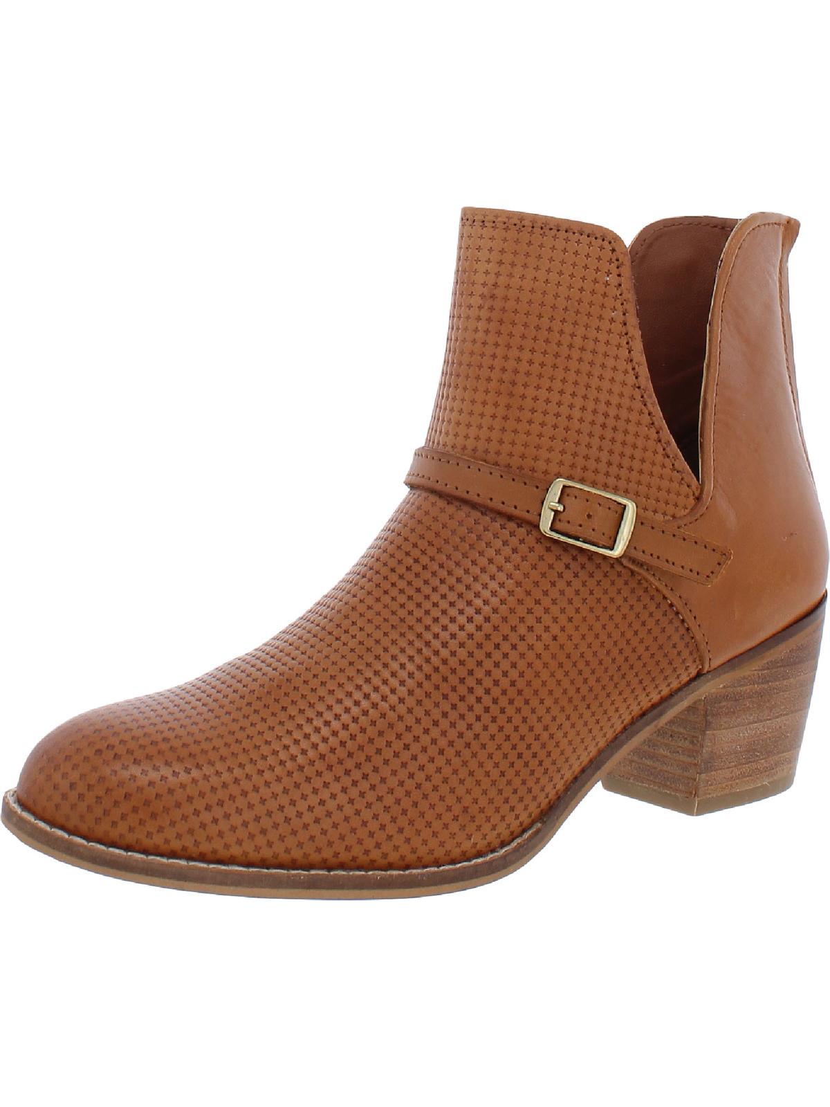 Journee Collection Women's Sarla Ankle Boots - Faux Leather Embossed, 3.5" Block Heel, Zipper Closure