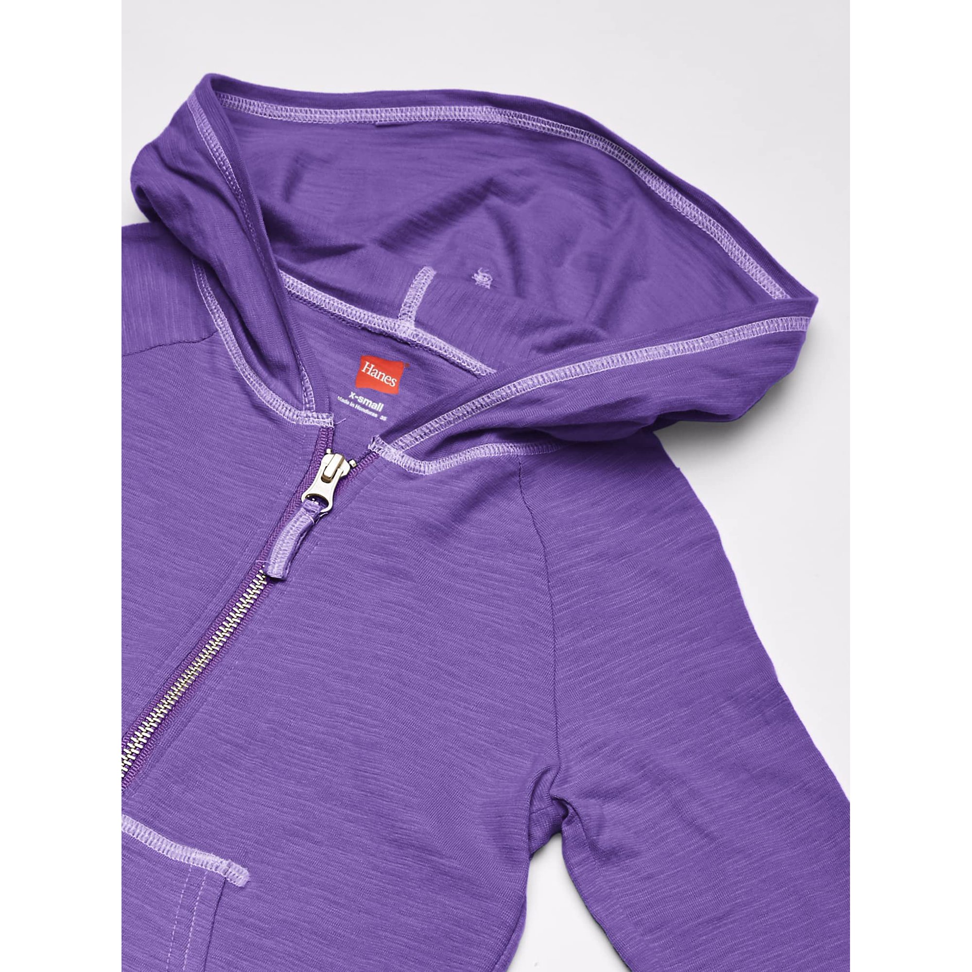 Hanes Girls` Slub Jersey Full-Zip Hoodie, S, Purple Crush | Walmart Canada