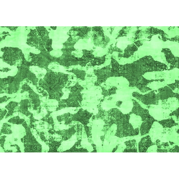 Ahgly Company Indoor Rectangle Abstract Emerald Green Modern Area Rugs, 2' x 4'