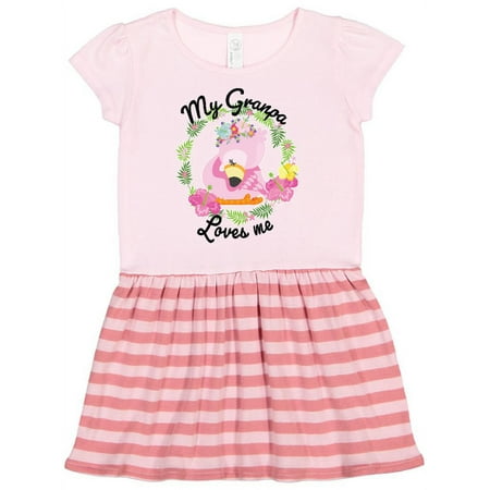 

Inktastic Baby Flamingo My Granpa Loves Me with Flower Wreath Gift Toddler Girl Dress