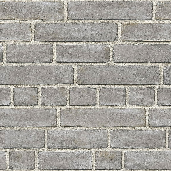 NuWallpaper Grey Brick Façade Vinyl Peel And Stick Wallpaper, 216-in by 20.5-in, 30.75 sq. ft.