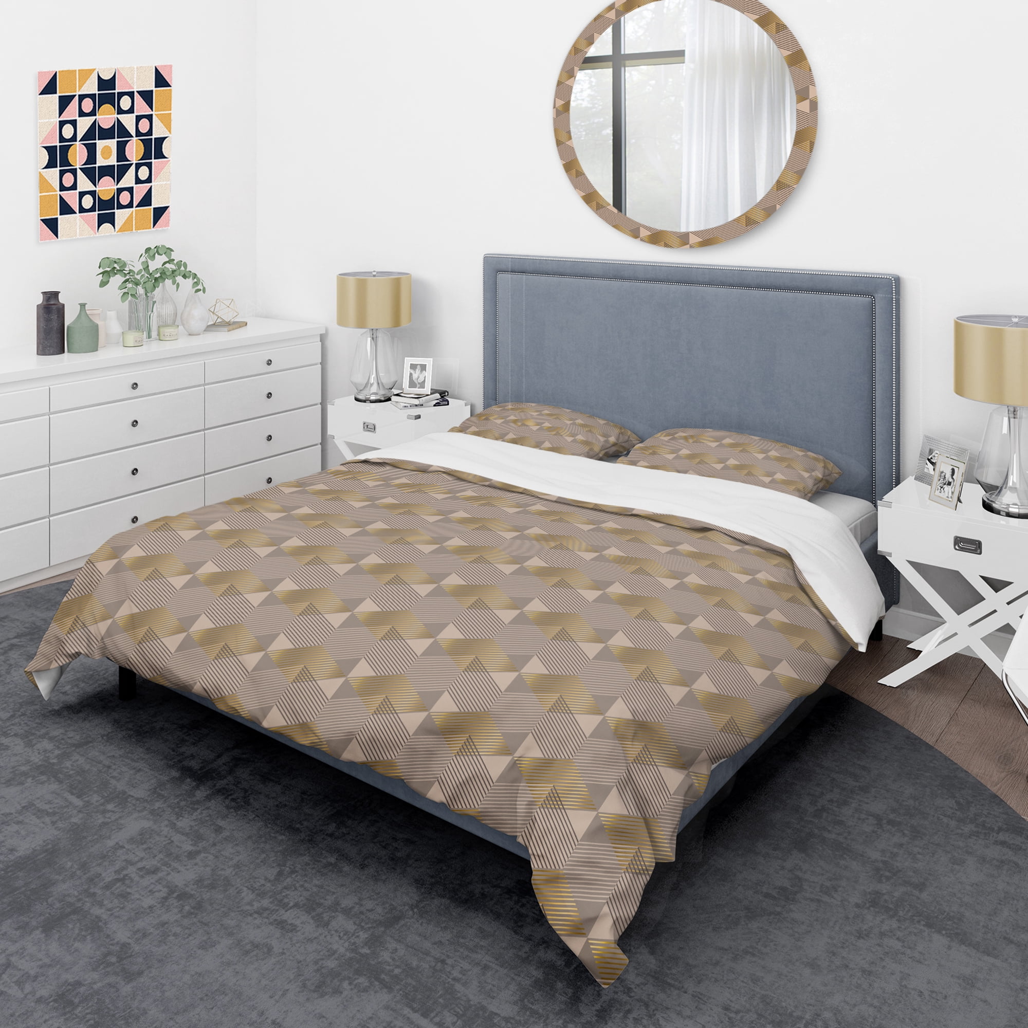 Designart 'Retro Square Design VI' Mid-Century Modern Duvet Cover Set
