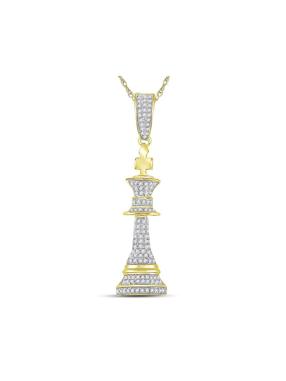 Real Diamond King Chess Piece Pendant 