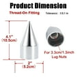 thumbnail image 2 of 33mm x 4 1/4" Chromed Spike Lug Nuts Covers Thread-On,ABS Chrome Plastic Caps Pointed Screw On Lug Nut Cover for Semi Trucks, Pack of 40 PCS, 2 of 7
