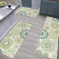 thumbnail image 3 of Findosom 3pcs Boho Kitchen Mat Set,Farmhouse Kitchen Rugs and Mat,Washable Non Slip Kitchen Mats Vintage Floor Mat Carpet for Hallway Laundry Room Sink,20"x32"+20"x47"+20"x59" Green, 3 of 8