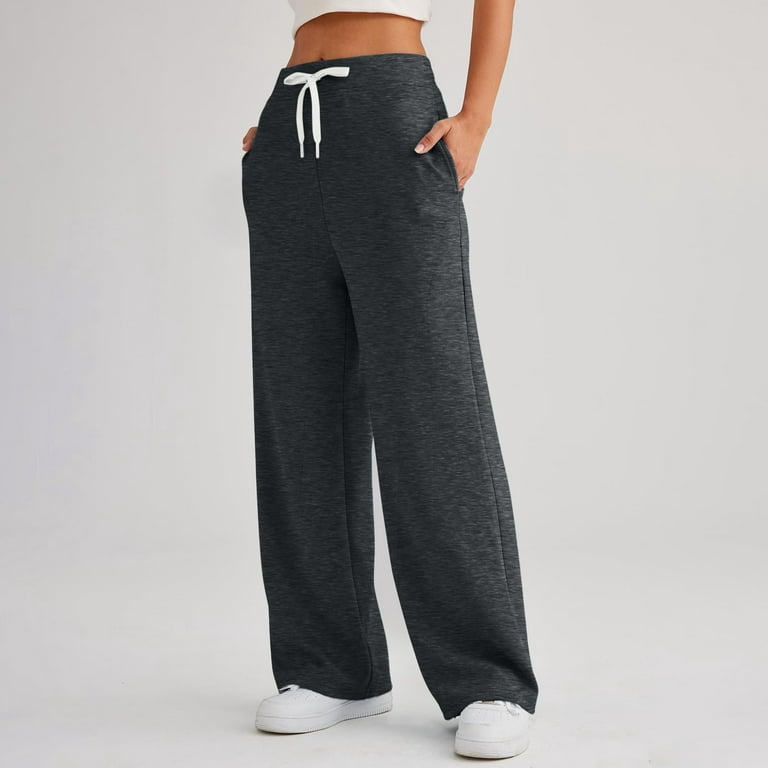 Susanny Fleece Sweatpants Women Petite with Pockets Drawstring Straight Leg  Joggers Pants Fleece Lined Athletic Baggy High Waisted Basketball Sweat