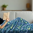 thumbnail image 3 of Paisley Soft Flannel Fleece Throw Blanket, Ocean Waves Like Design with Big and Small Raindrops Inspired Artwork, Cozy Plush for Indoor and Outdoor Use, 50" x 60", Blue and Green, by Ambesonne, 3 of 5