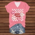 thumbnail image 4 of Womens Valentine T Shirts V-Neck Love Heart Printed Tee Short Sleeve Spring Summer Tops, 4 of 5