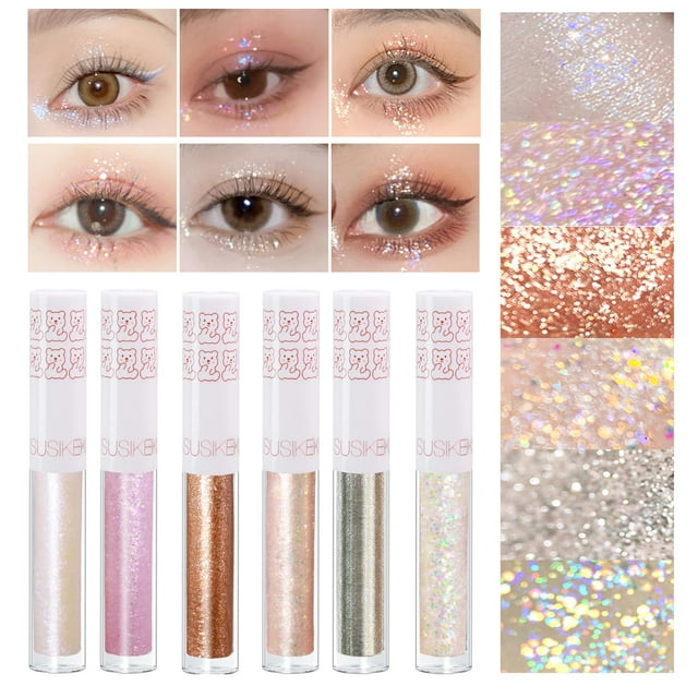 Set de sombras de ojos con purpurina líquida, 6 unidades, SUSIKEKI Korean