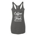 thumbnail image 2 of Wild Bobby Coffee Gets Me Started Jesus Keeps Me Going Inspirational/Christian Women Tri-Blend Racerback Tank Top, Premium Heather, Medium, 2 of 5