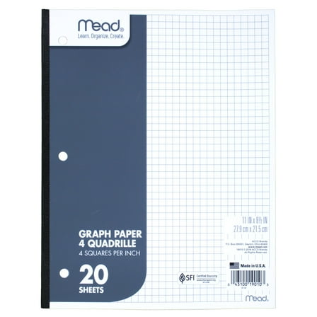 Mead Q4 Paper Tablet, Graph Ruled, 20 Sheets, 11" x 8 1/2"