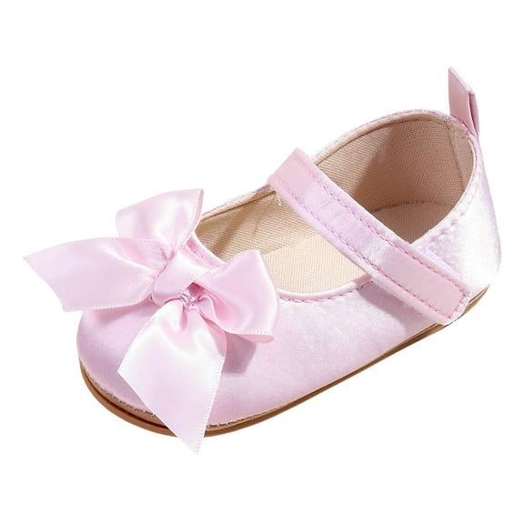 newwalpole Baby Girls Mary Jane Flats Shoes Anti-Slip Rubber Sole Infant Toddler Princess Wedding Dress Shoes Pink for Size 6