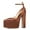 Brown, variant on FSJ Women Sexy Pointed Toe Platform Pumps Buckled Ankle Strap High Block Heels Glossy Evening Night Dressy Shoes Size 8 Red