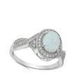 thumbnail image 4 of CHOOSE YOUR COLOR Clear CZ White Simulated Opal Vintage Oval Ring .925 Sterling Silver Band Female Size 6, 4 of 4