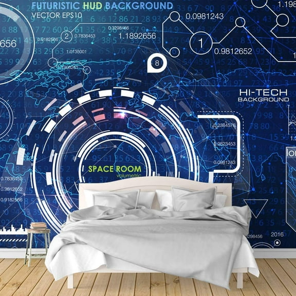 IDEA4WALL 6pcs Secitific Mechanical Peel and Stick Wallpaper Removable Wall Murals Large Wall Stickers for Home Decoration, 100"x24"