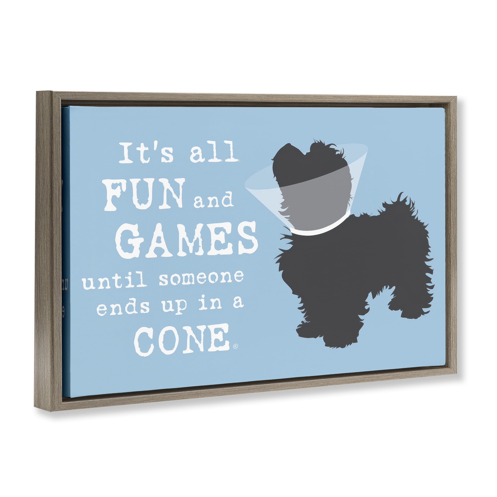 Stupell Industries Funny Fun & Games Dog Animals Painting Brown Floater Framed Canvas Art Print Wall Art, 31 x 21