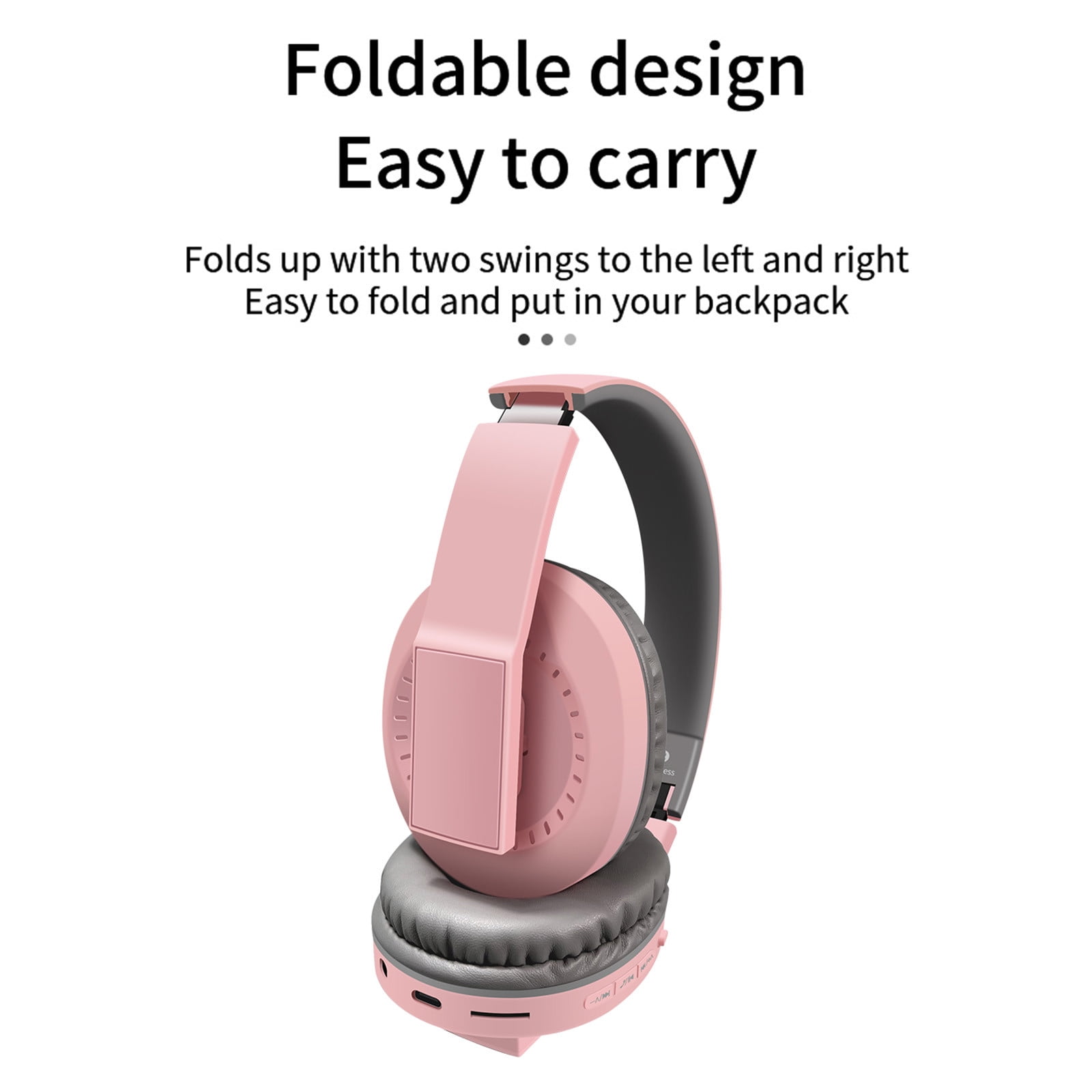 Wireless Bluetooth On-Ear Headphones, Apple & Android Compatible, Up to 50 Hours of Battery Life,Pink