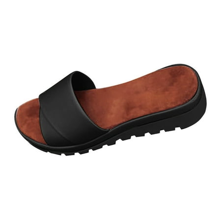 

Youmylove Women Slide Slippers Fashion Flats Open Toe Thick Bottom Beach Shoes Roman Slippers Sandals Leisure Comfort Cozy Daily Walking