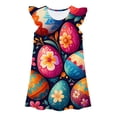 thumbnail image 4 of Rggeeun Toddler Easter Themed Girls Dress Floral Print Party Gown With Sash Bow For Celebration And Photoshoot Comfort Casual O-Neck Sundress, 4 of 4